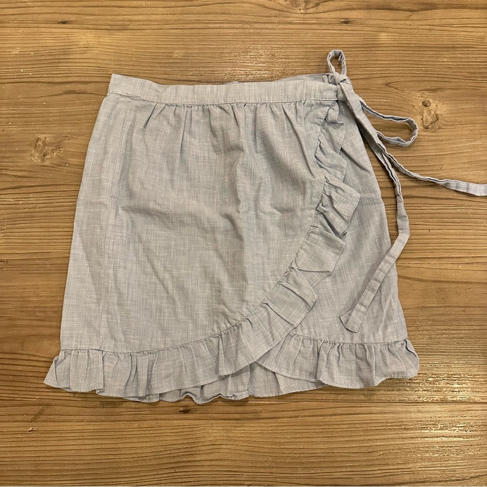 Light Gray/Blue Ruffle Wrap Skirt